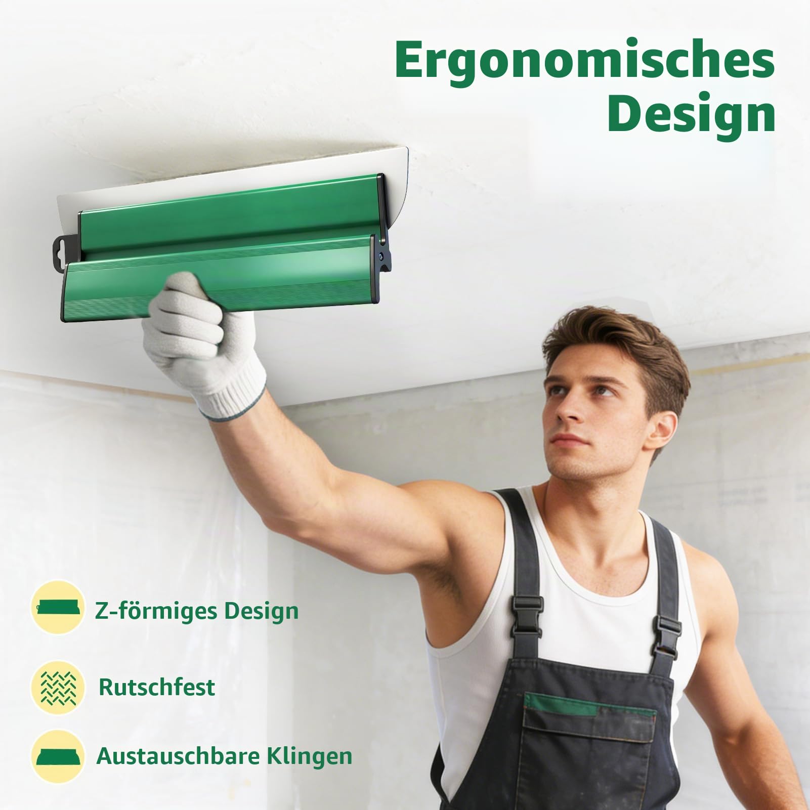 Flächenspachtel Set, Spachtel Werkzeug, Trockenbau Spachtel (25 40 60 80 cm) und 84cm-150cm Teleskopstange - Glättungsspatel-Kit mit 3 Malerspachtel für Verputzen von Wänden & Decken, Tapeten
