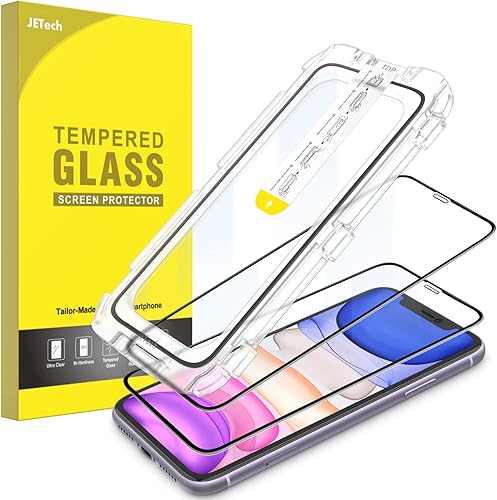 JETech One Touch Install - Protector de pantalla para iPhone 11XR de 61 pulgadas película de vidrio templado de cobertura completa kit de