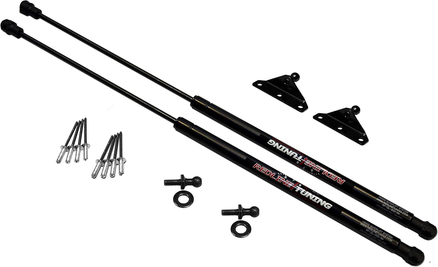 Redline Tuning 21-31011-02 Hood Quicklift Plus System Compatible with Nissan 240 SX 1989-1994 (All Black Components)