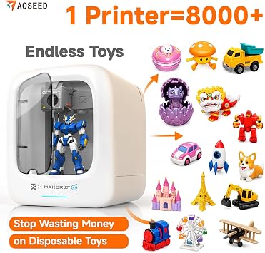X-Maker Joy AI Kids 3D Printer for Beginners, Fully Enclosed, Ready to Print, Wi-Fi & App Control, AI App with 15+ Mini Modules, 8,000+ Models Updated Weekly, STEM Toy Gift, 8 PLA Filaments Included