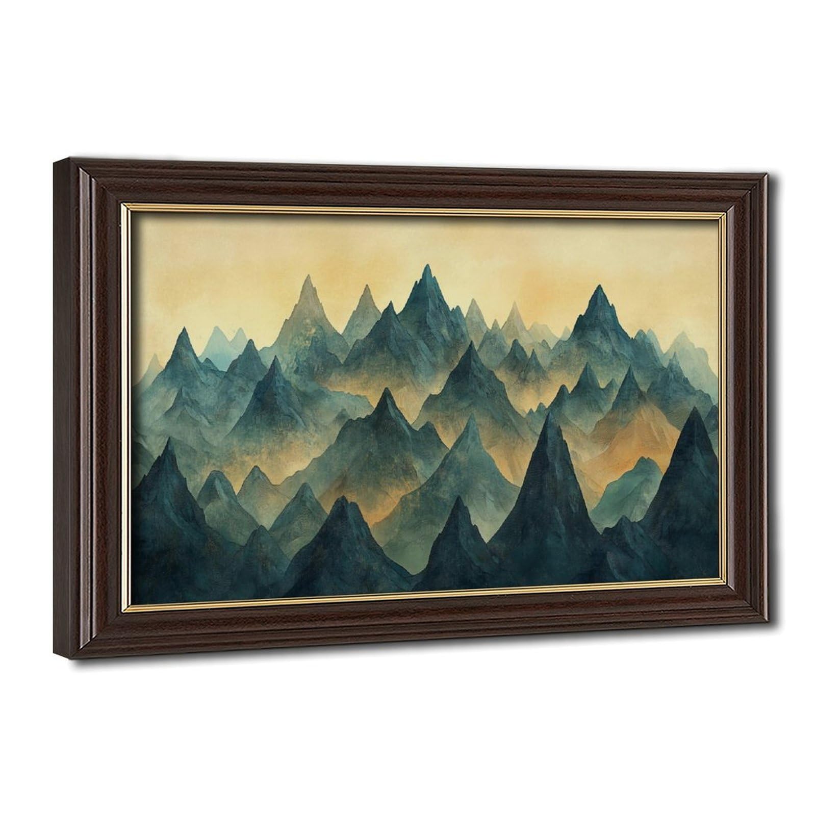 Pyberon Mokume Gane Frame-Style Pine Forest, Misty Mountains Canvas Poster For Dorm Room Decor Gift