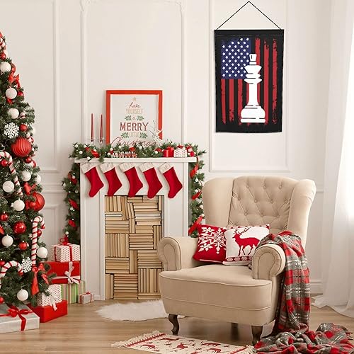 Miniatura 3 de Bandera estadounidense de ajedrez para jardín, 12 x 18 pulgadas, decoración de patio al aire libre, bandera de jardín de doble cara para patio,