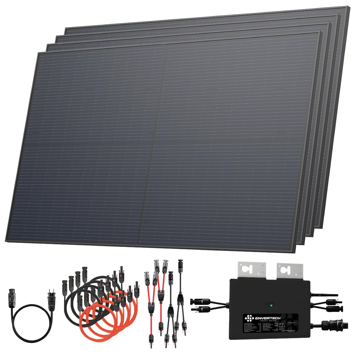 Solarway® Balkonkraftwerk 2000W / 800W komplett Steckdose - neuester 800W Wechselrichter - Solaranlage Komplettset - 500W bifaziale Solarmodule & Envertech & Zubehör