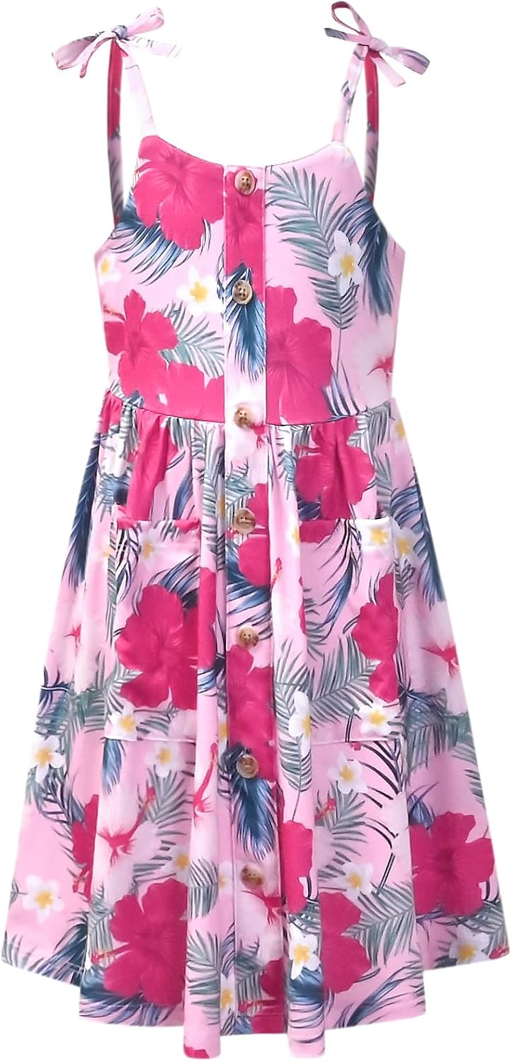 Perfashion Girls Cotton Dresses Sleeveless/Long Sleeve Crew Neck 4-13Y