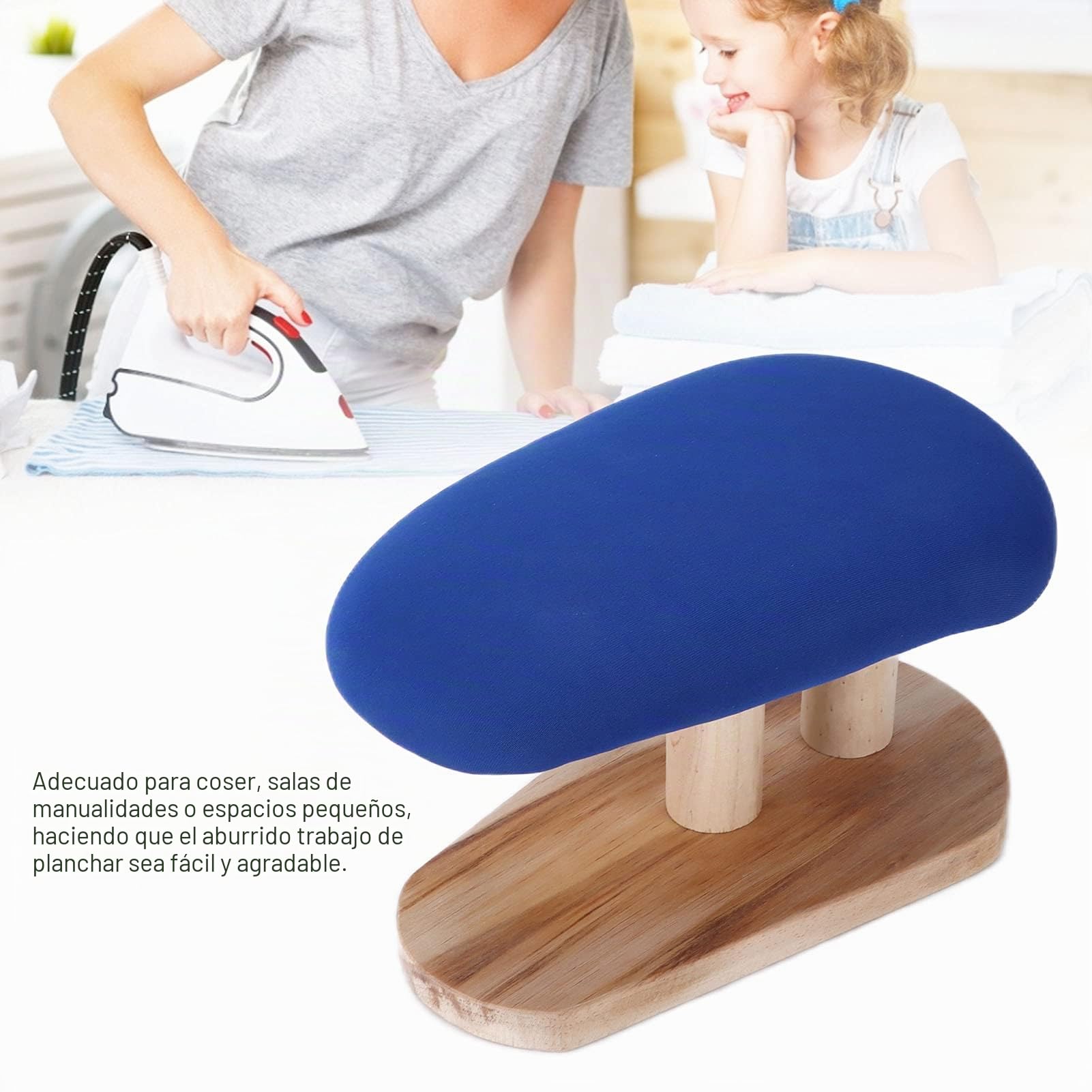 lyrlody Tabla de Planchar Doméstica con Borde Elástico, Forma Redonda, Material de Madera, Mesa de Costura