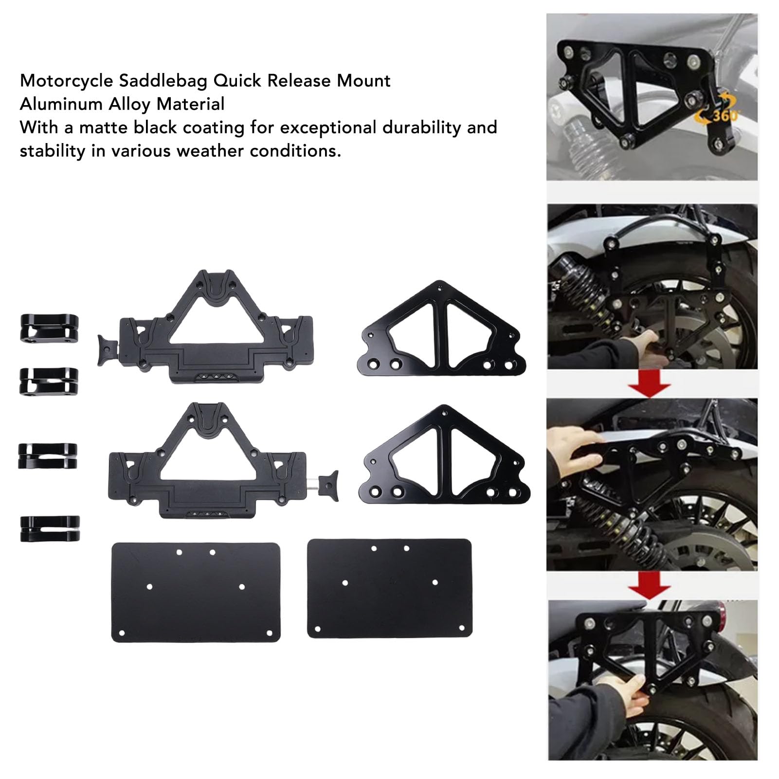 Motocicleta Saddlebag Rápida Liberación de Montura Aleación de Aluminio Prueba Meteorológica Reemplazo de Estabilidad Mejorada para Shadow Saber VLX VT750