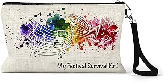 Kit de Survie pour Festival - Sac Organisateur avec Accessoires de Musique, Fête, Crème - Sac Zippé Fantaisie