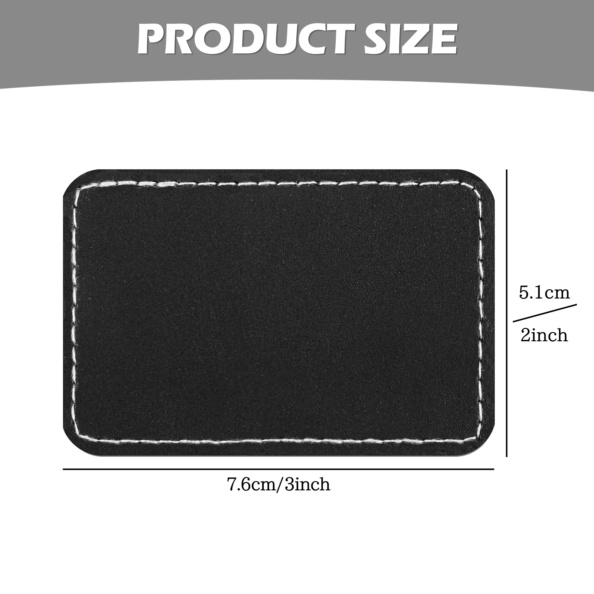 BUVKHMX 30 Blank, Rectangular, Laser-engravable Faux Leather Hat Patches with Pressure-Sensitive Adhesive?Black, 3 x 2 Inches?