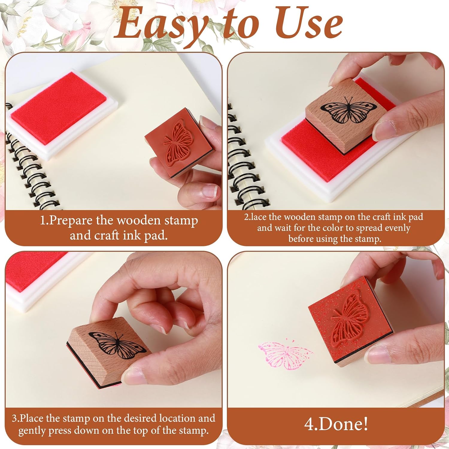 9 Pcs Rubber Stamps for Crafting Card Making Vintage Wood Rubber Stamp Set Nature Themed for DIY Rubber Stamps for Journal Scrapbook