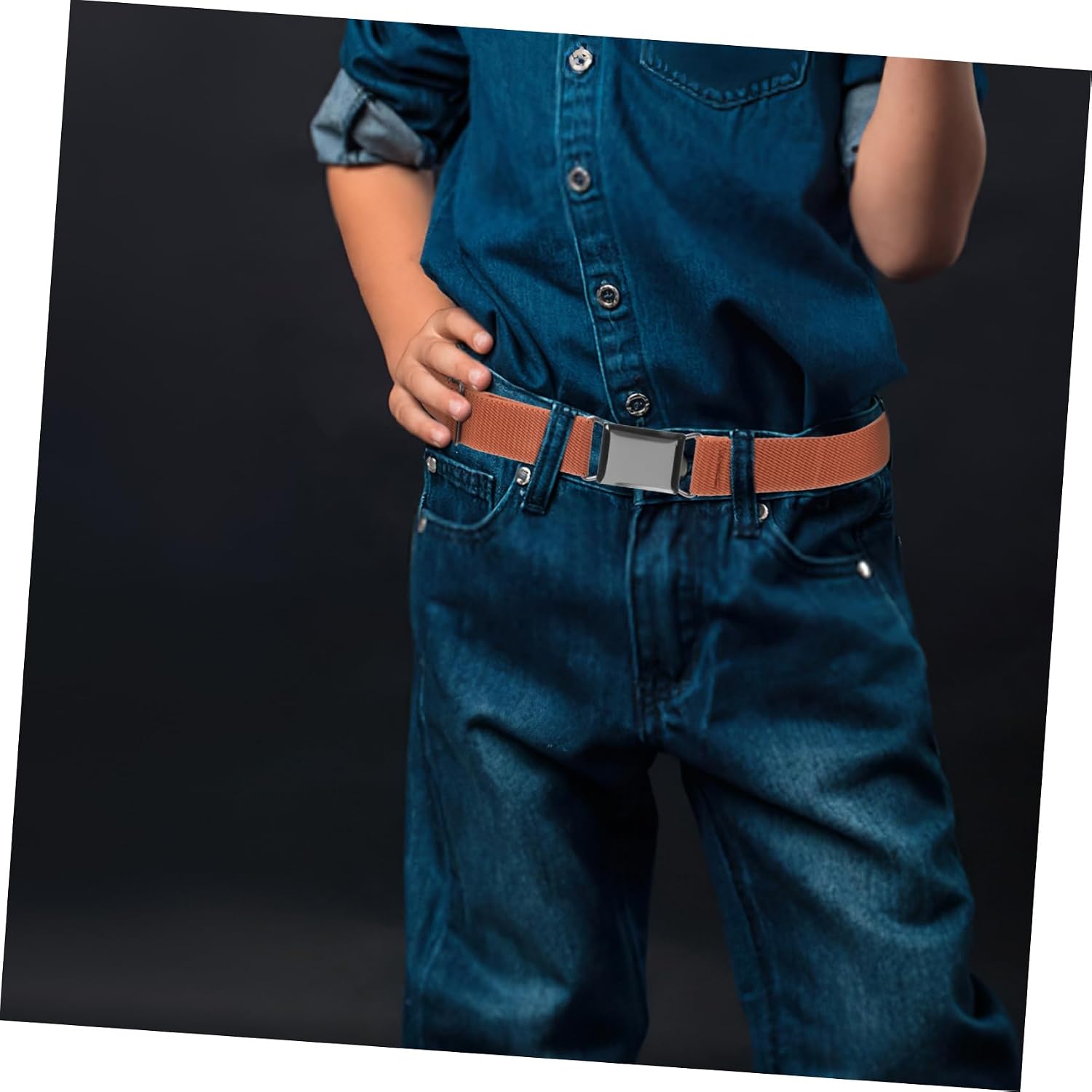 LIOOBO 4Pcs Elastic Belts for Boys and Stretchy Waistbands and Camel for Youth