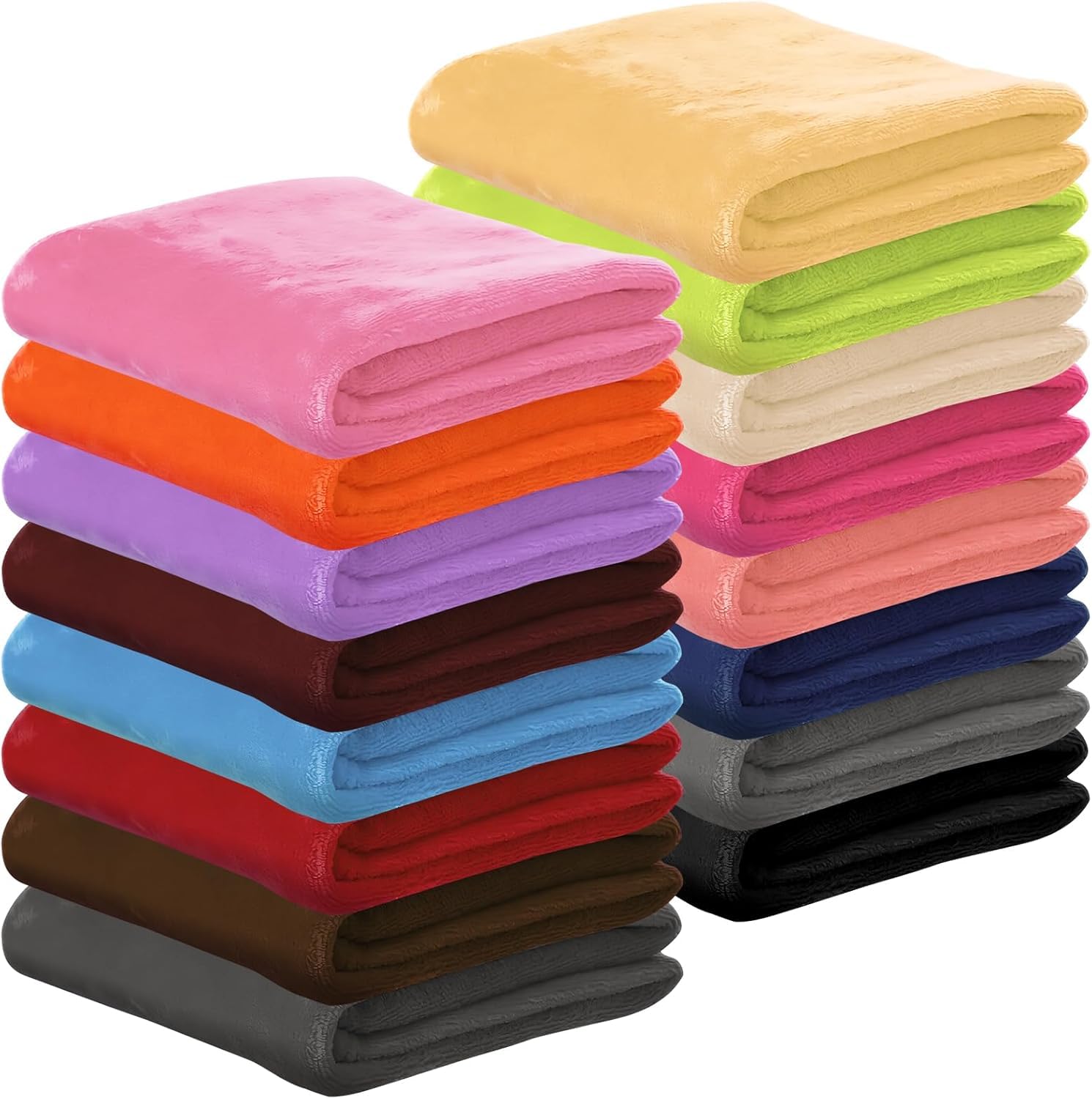 Lot de 16 Plaids Polaire pour Canapé, 80 x 60 cm Petites Couvertures Flanelle Douces et Légères, Plaids Corail Chauds pour Enfant Bébé Animal, Voyage Camping Lit Bureau, 16 Couleurs