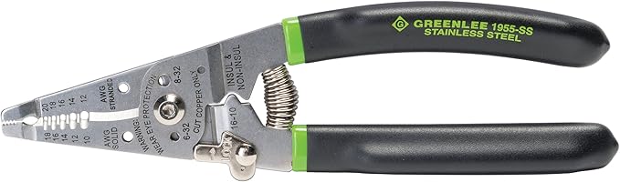 Greenlee 1955-SS Pelacables de Acero Inoxidable 10-18 AWG Sólido y 12-20 AWG Trenzado miniatura 4