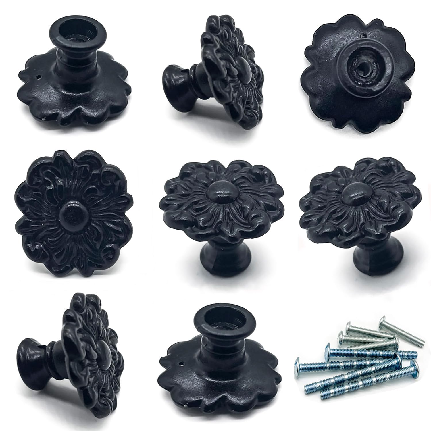 Boutons de tiroir fleur noire vintage pour retrouver le charme des meubles d'antan