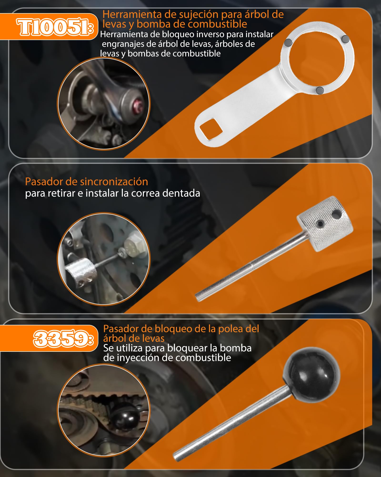 Util Calado Distribucion Timing Belt Tit Compatible con VW para Audi para Skoda para Seat T10264 T10265 T10490 T10051 3359 T10060A pour 1.4 1.6 2.0 TDI CR EA288 Kit Calado Distribucion