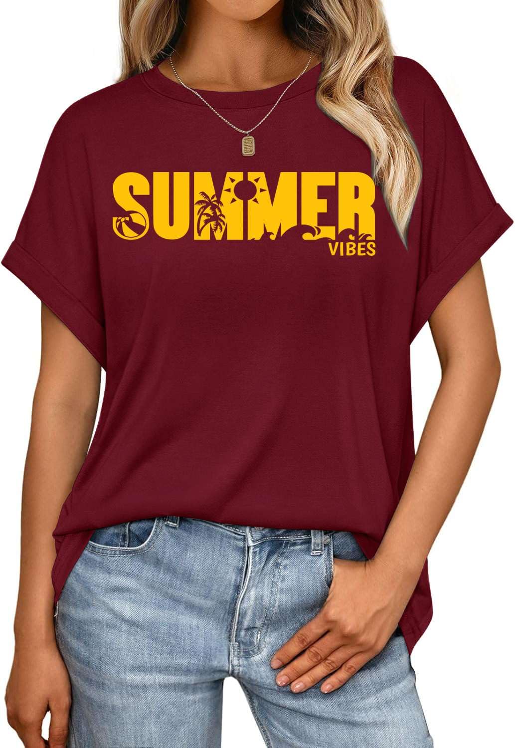 Pawate Damen Tshirt Kurzarm Oversize Bedruck Oberteile Sommer Shirts Casual Locker Tops Tunika