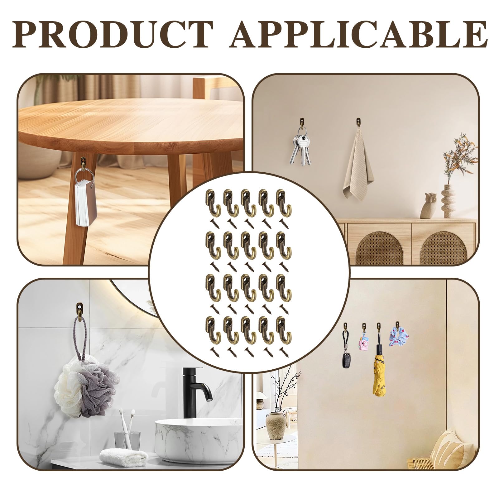 Fuxxer 20 Mini Ganci In Ferro Bronzo - Per Foto, Decorazioni E Cucina - Con Viti Incluse - Foto 6