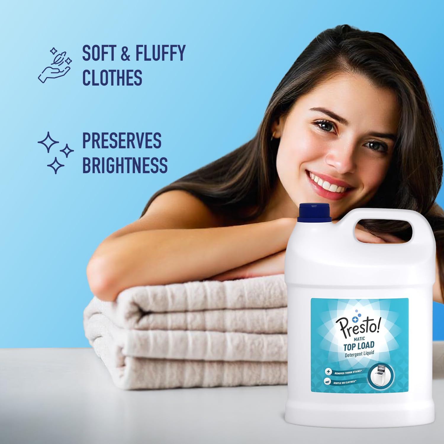 Amazon Brand - Presto! Matic Top Load Liquid Detergent | 5 Litre | Removes Tough Stains | Gentle on Clothes | Protects Fabric Color | Bleach-Free & Phosphate-Free 2