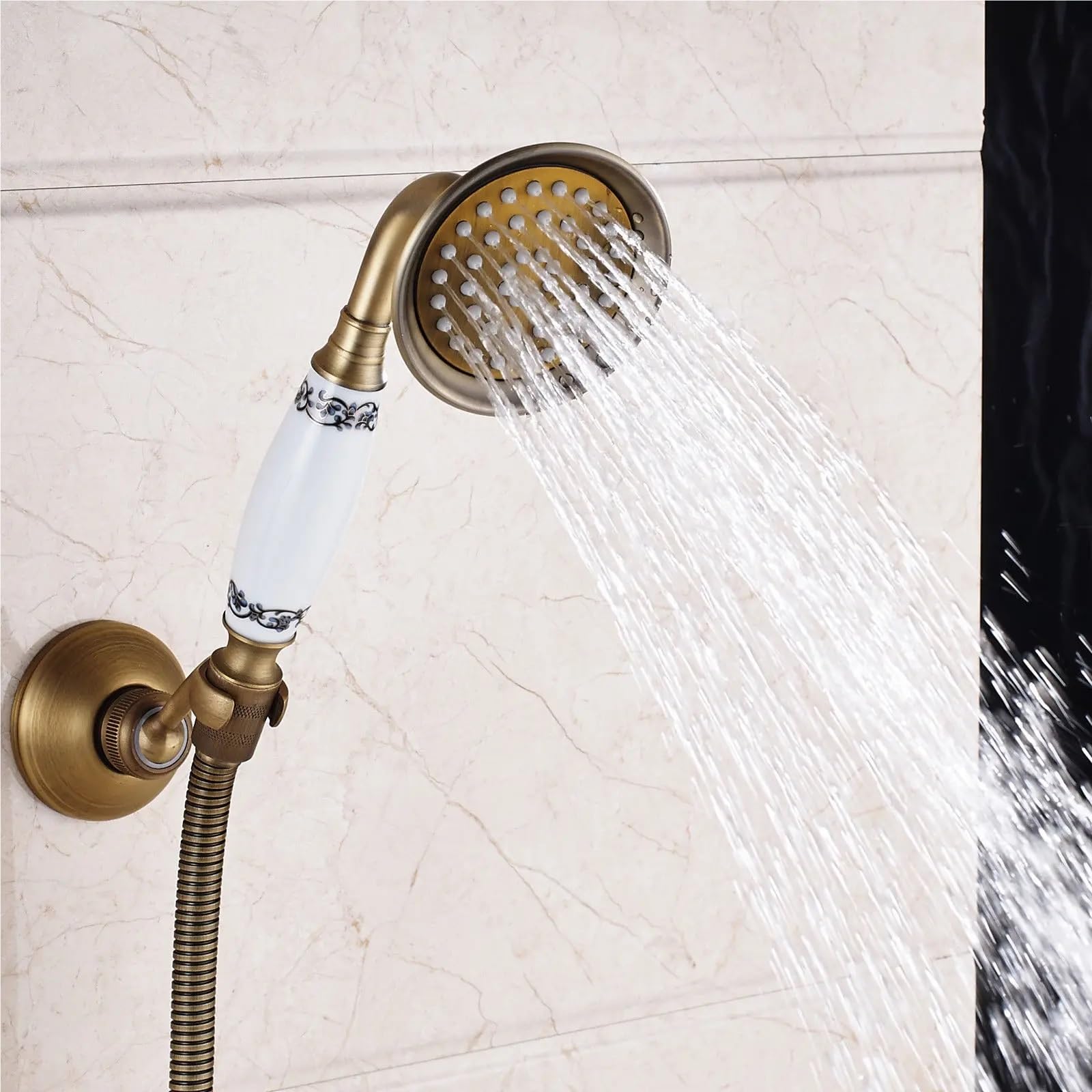 Cabezal de ducha vintage Alcachofa de ducha mano for teléfono latón antiguo