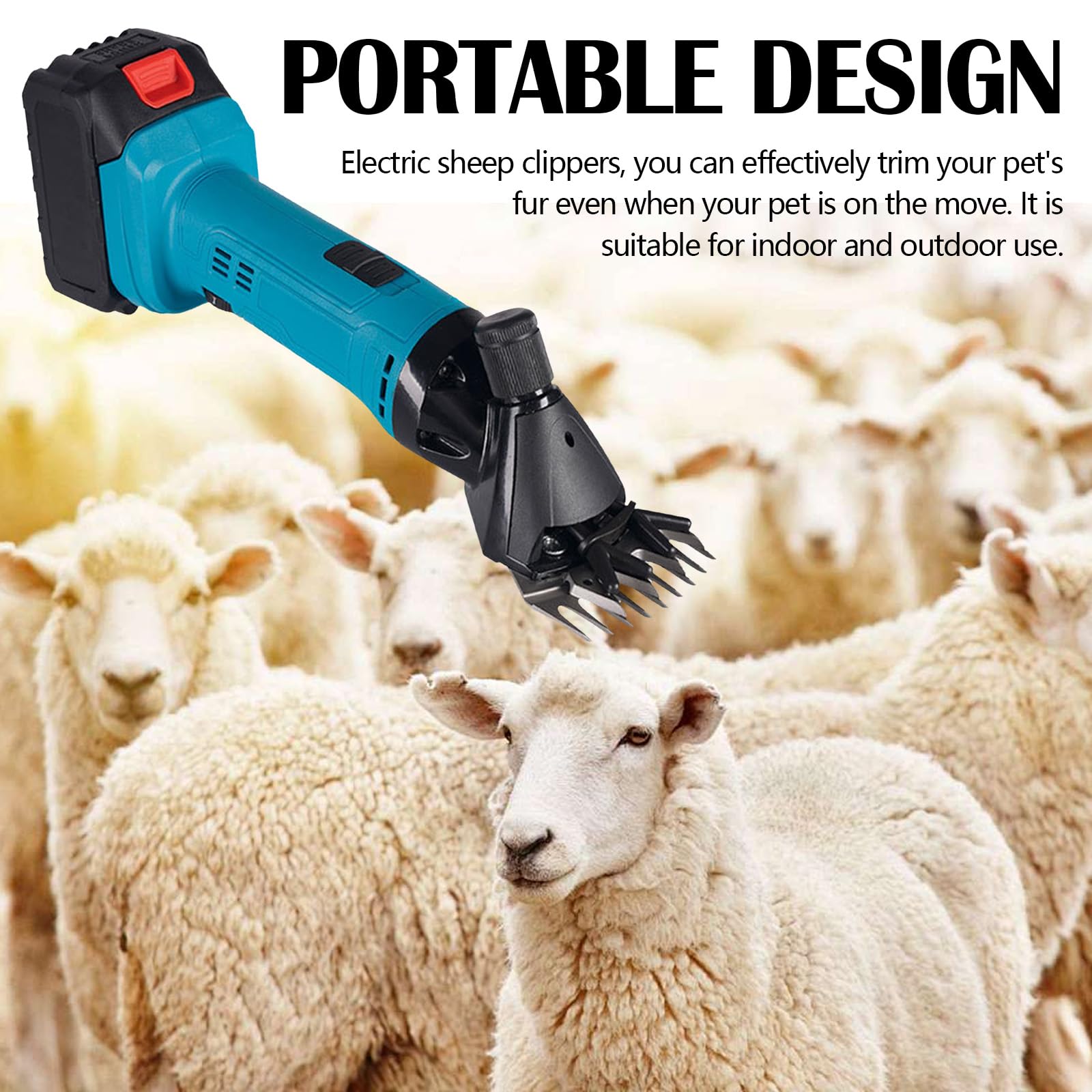 Tosatrice per Pecore, 3000 Mah Professionale Tosatrice per Pecore Tosatrices Elettrica A Batteria 6 Velocità Regolabili con 2 Batterie per Pecores Capre Alpaca E Bovini (13 Denti Dritti )