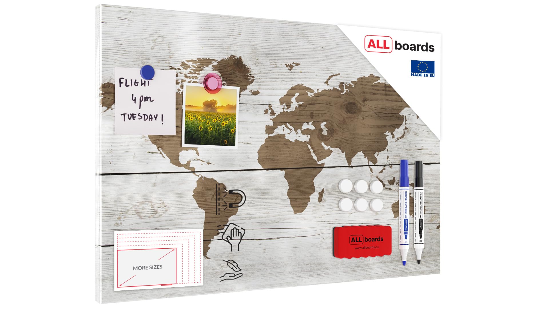 ALLboards Magnetic METALboards, Bright Colour MAP 60×40 cm + a Set of Accessories Included — image 1