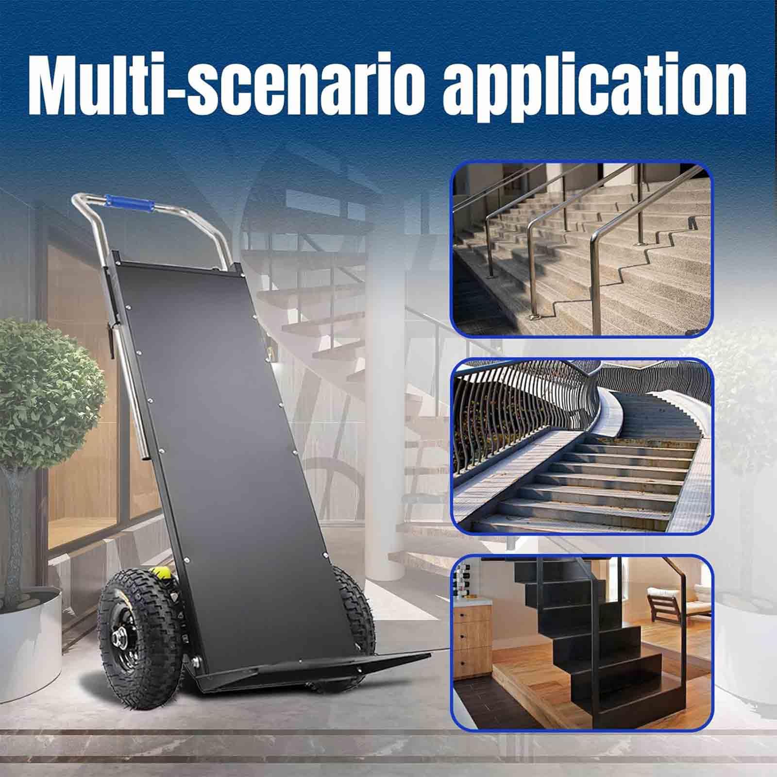 Carrello montascale Elettrico da 1200 W, capacità di Carico (400 kg) E Batteria Rimovibile, con Maniglia Telescopica, Motore Brushless, Facile da Usare e Portatile,001