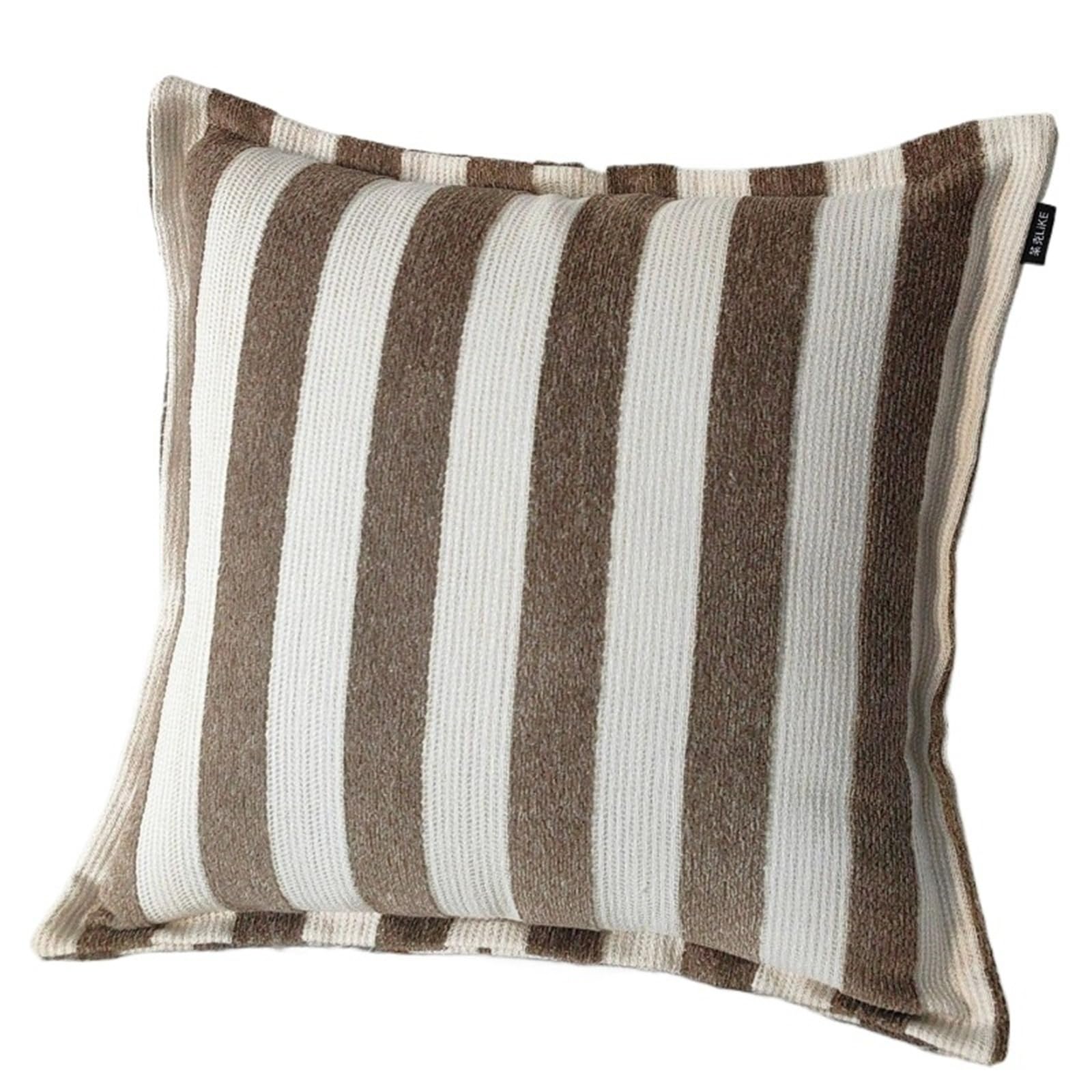 Pillow Cases Modern Retro Oat Brown Striped Jacquard Cushion Cover Texture Pillow Covers Decorative Luxury Home Decor Case(A-45X45CM)