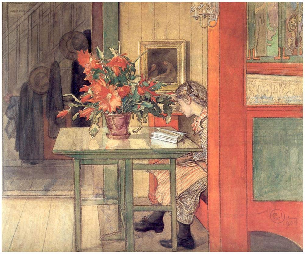 Amazon.co.jp: 絵画リスベット読書少女インテリア ルーム カール