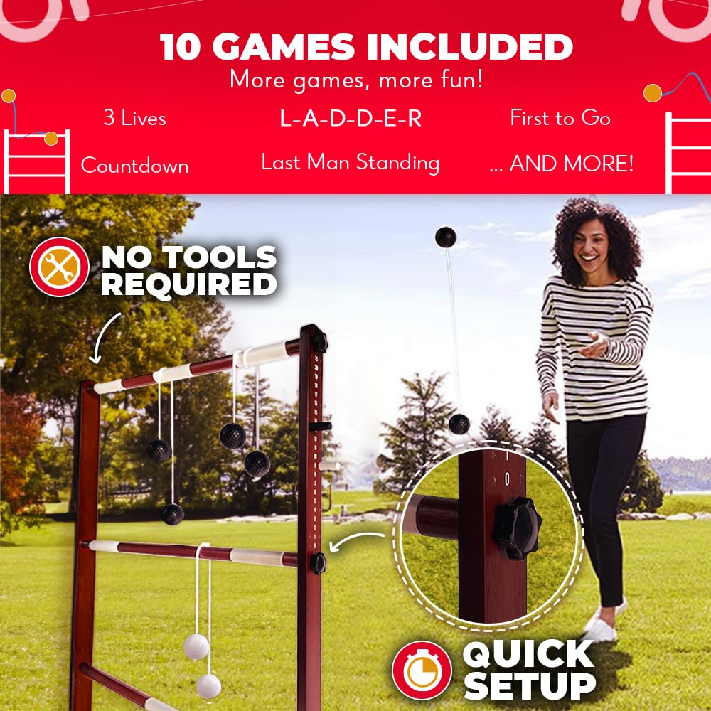 Snapklik.com : SWOOC Games - Premium Wooden Ladder Ball Game Set ...