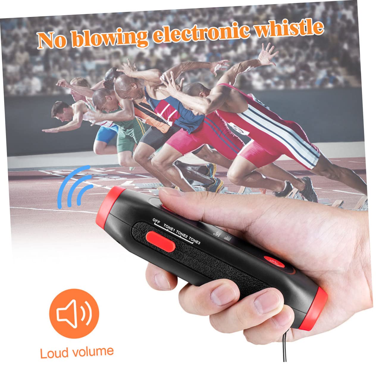 TOYANDONA Silbato Electrónico para Árbitros y Entrenadores, Abs Rojo, 3 Tonos y Luz LED Sos, Portátil con Linterna para Deportes, Emergencias y Actividades al Aire Libre
