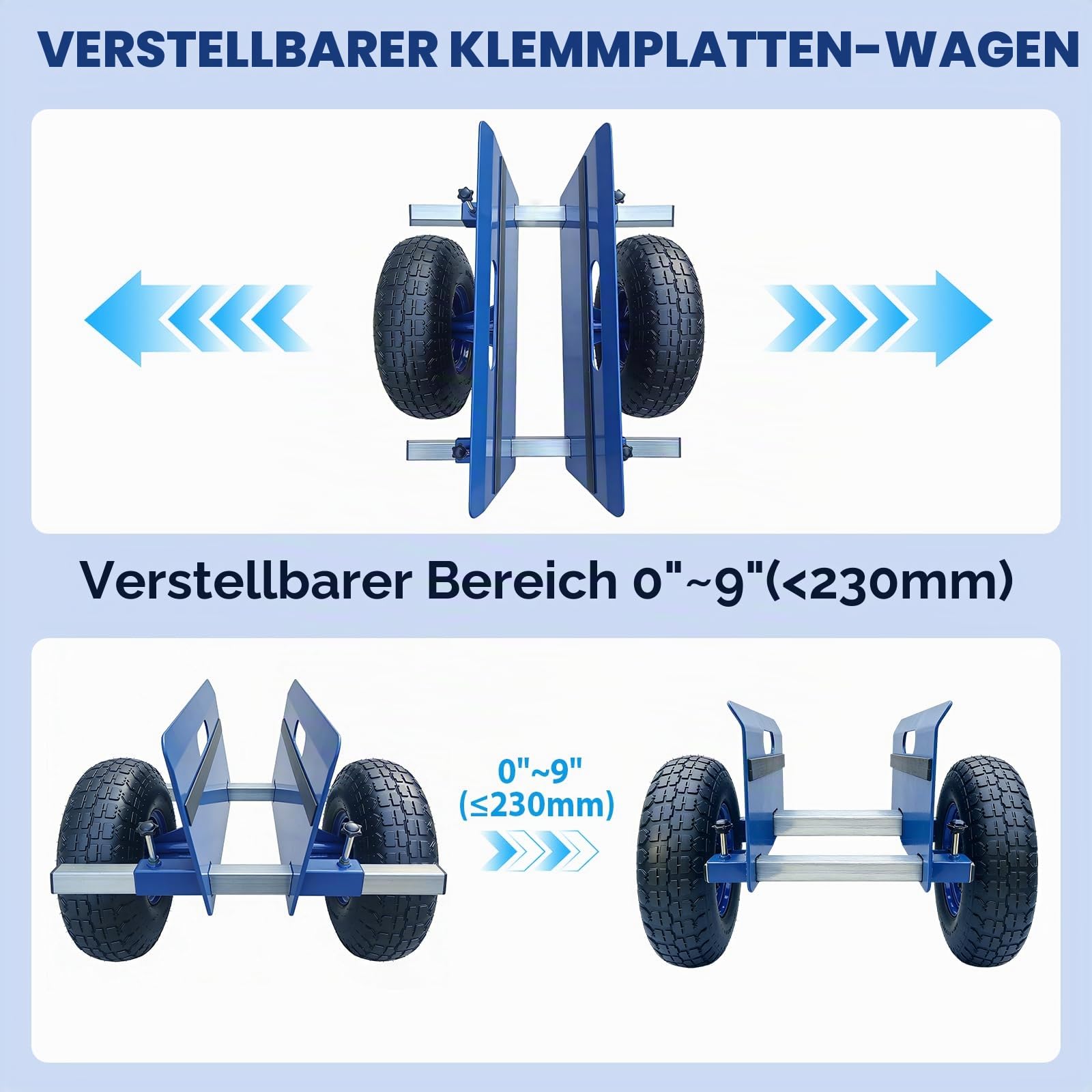 Plattenroller 500KG Tragfähigkeit, Plattenwagen, Klemmwagen | Verstellbarer Trockenbau-Umzug, Plattenklemmwagen für Marmor, Holzplatten, Türen, Fenster, Rollwagen, Transporthilfe