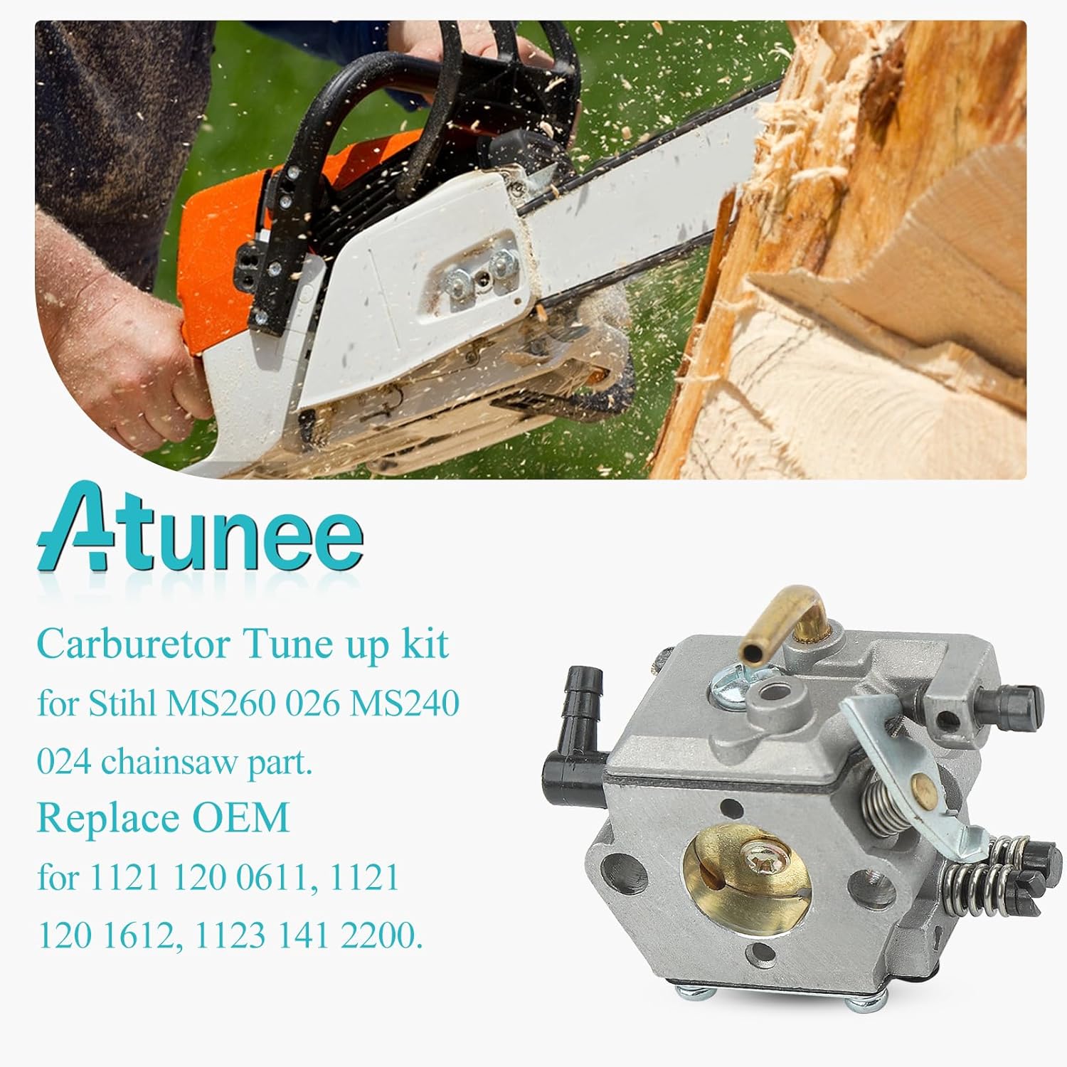 Carburetor Carb for Stihl MS260 026 MS240 024 Chainsaw with Air Fuel Filter Impulse Line Kit Replace 1121 120 0611 1121 120 1612