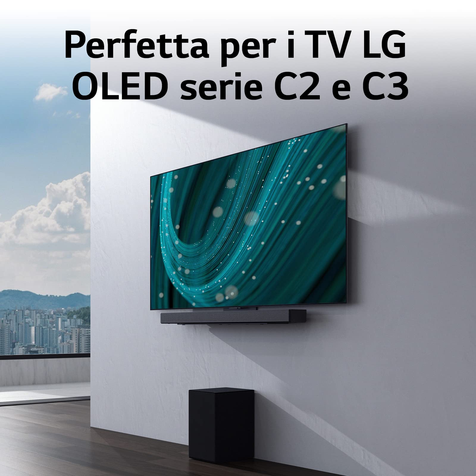 LG SC9S Soundbar TV 400W, 3.1.3 Canali con Subwoofer Wireless, 3 canali up-firing, Staffe per TV OLED C2 e C3 incluse, Soundbar Dolby Atmos, DTS:X, IMAX Enhanced, VRR, ALLM, Wi-Fi, HDMI In/Out