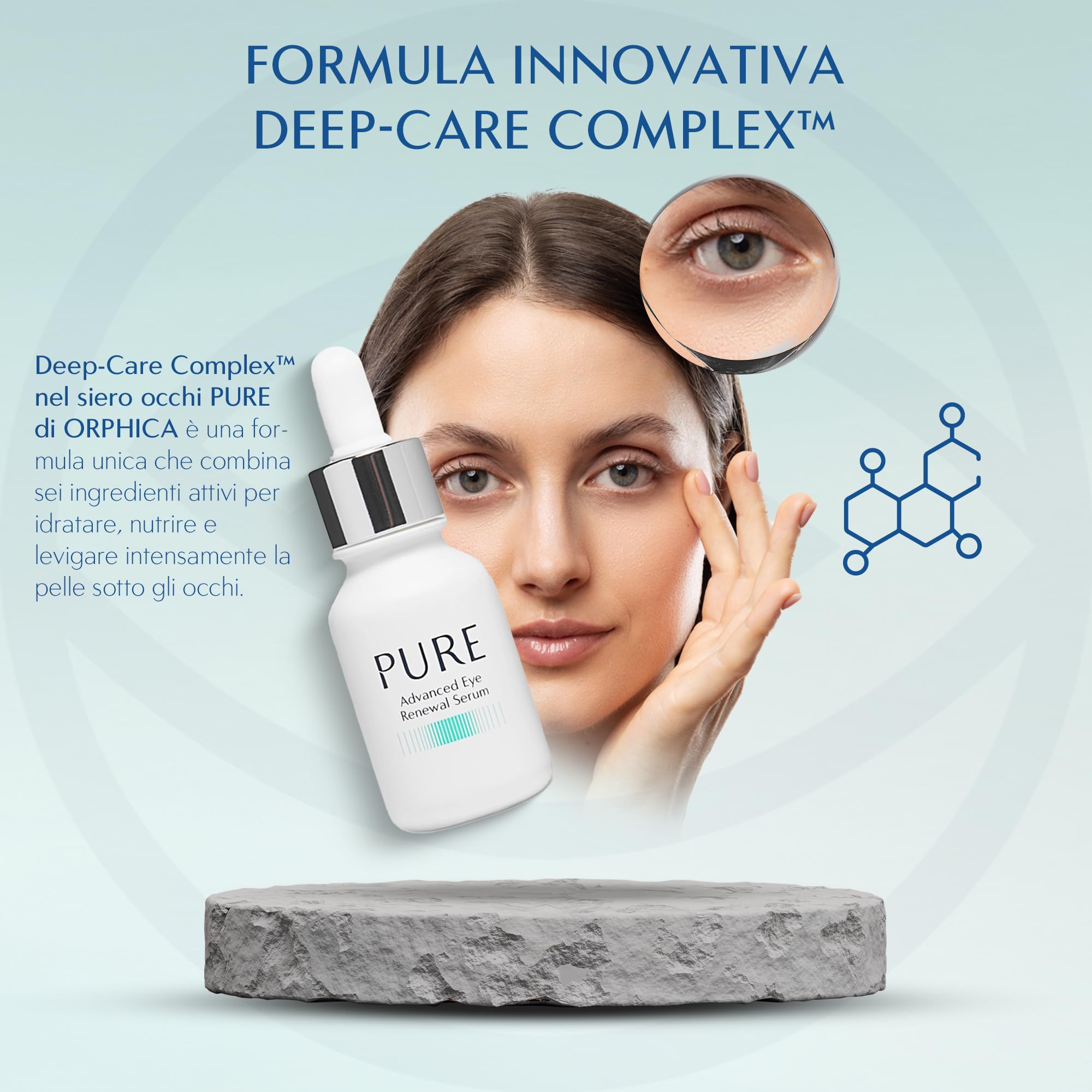 ORPHICA PURE Siero Contorno Occhi Effetto Lifting 15 ml - Siero con Vitamine A E B3 ed Estratti Naturali, Siero per Contorno Occhi Borse e Occhiaie, Crema Contorno Occhi Antirughe, Eye Serum