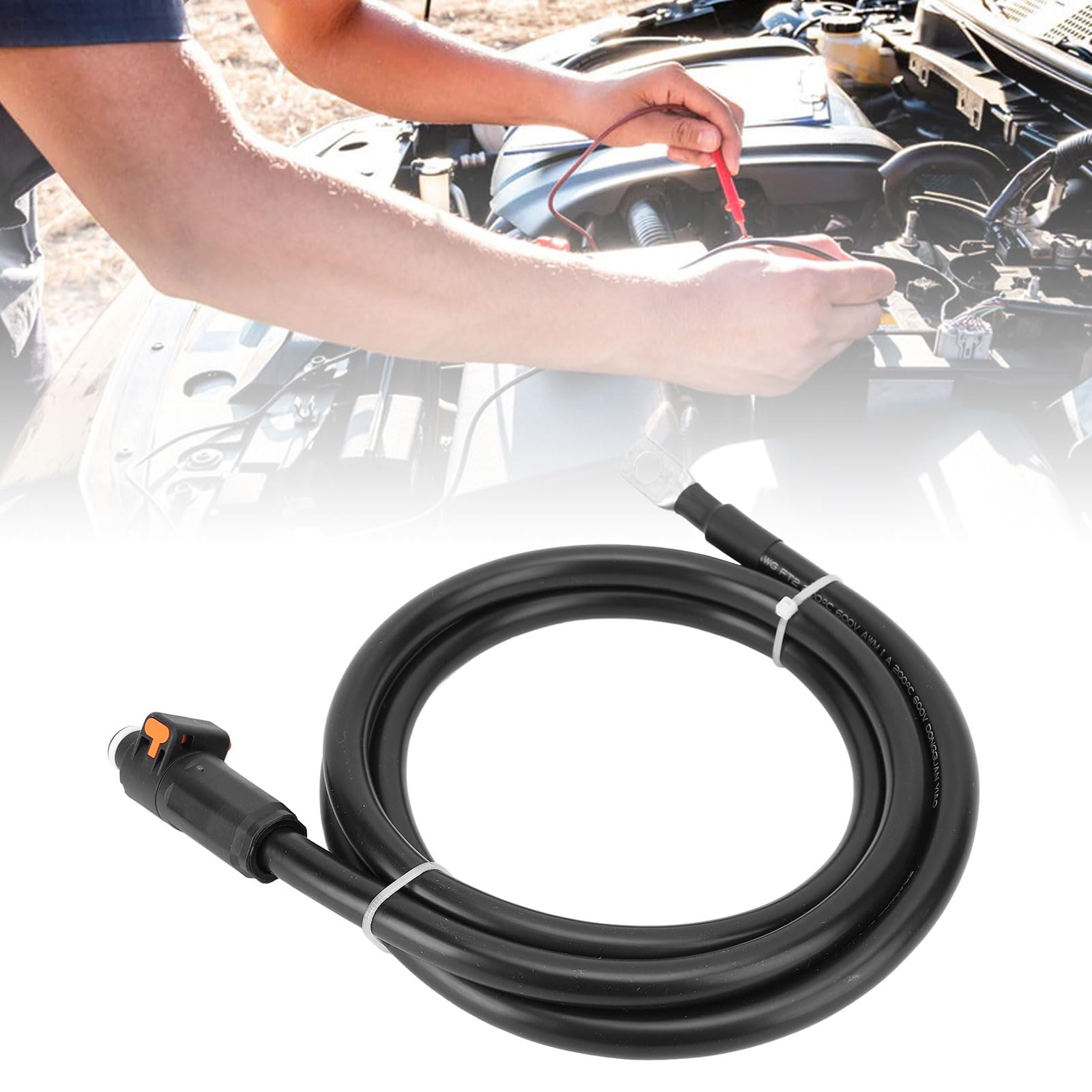 SIXRUN Kabel Zasilający 4 AWG Silikonowy Kabel Akumulatora 4 AWG z prostą wtyczką i 8-zaciskowym Drutem Miedzianym SC25 4AWG do Samochodu, łodzi, Ciągnika Motocyklowego, Opakowanie na Akumulator (Lub)