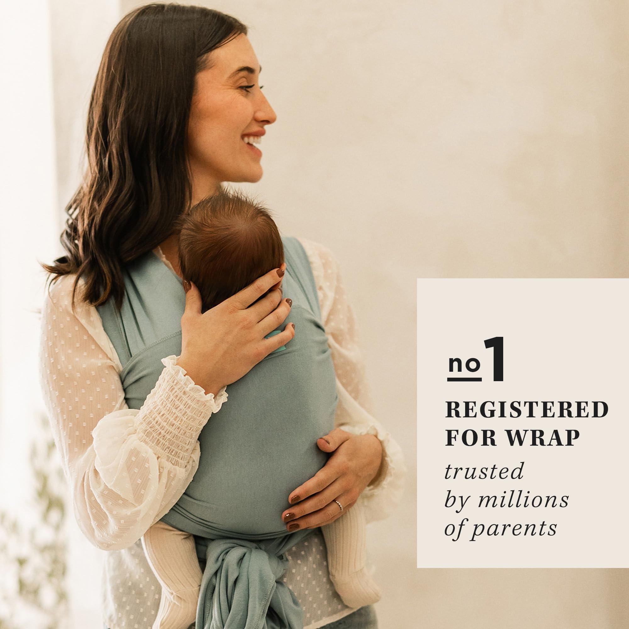 Moby Baby Wrap Carrier Evolution for Newborns to Toddlers (8-33lbs), Infant Sling Carrier, Lightweight & Hands Free Design, Adjustable for All Body Types, Baby Registry Gift (Sea Glass)