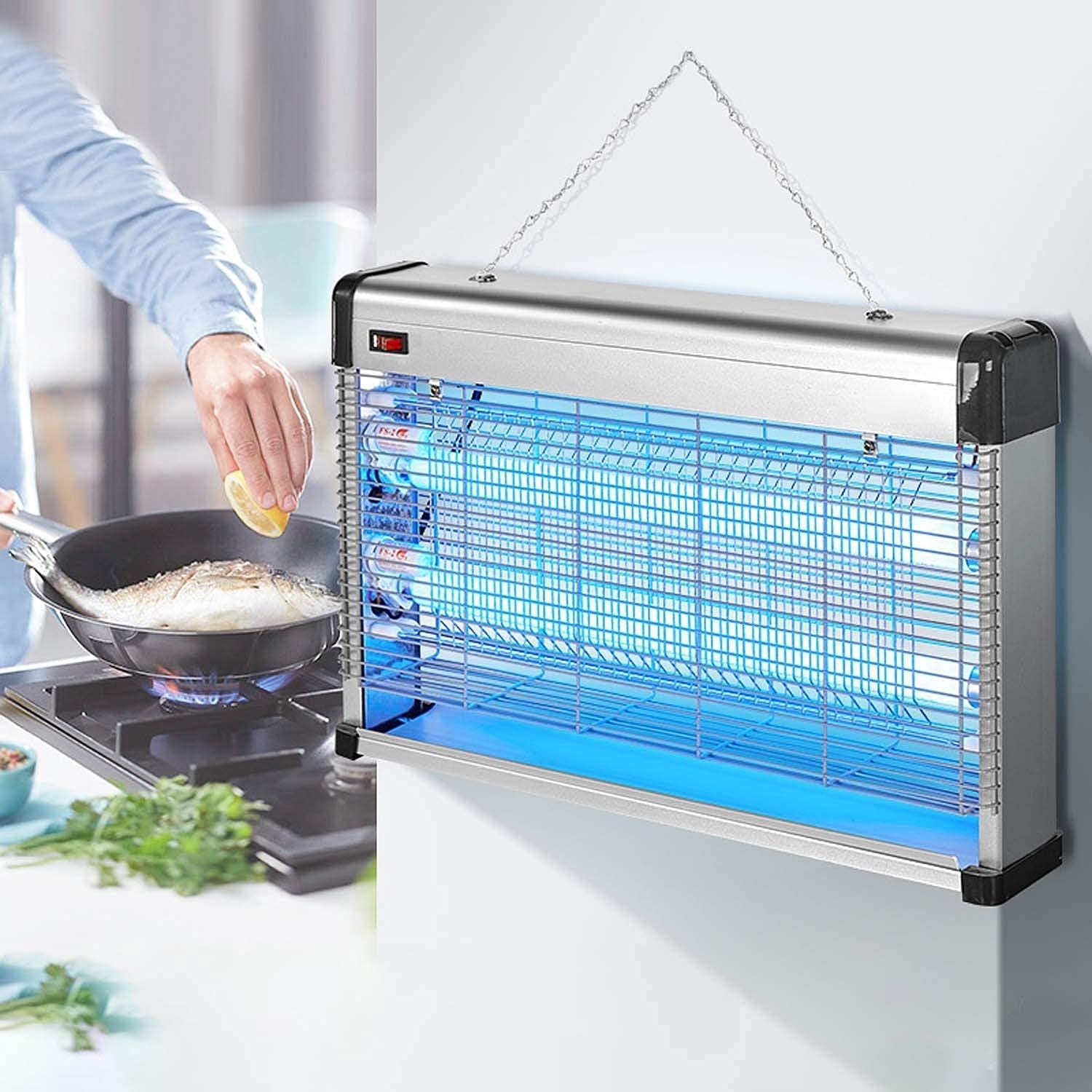 Tueur de moustiques, piège à moustiques d'intérieur, lampe anti-insectes, mouche électrique murale, mouche à ondes UV, lampe anti-moustique portable avec chaîne pour usage domestique et commercial.