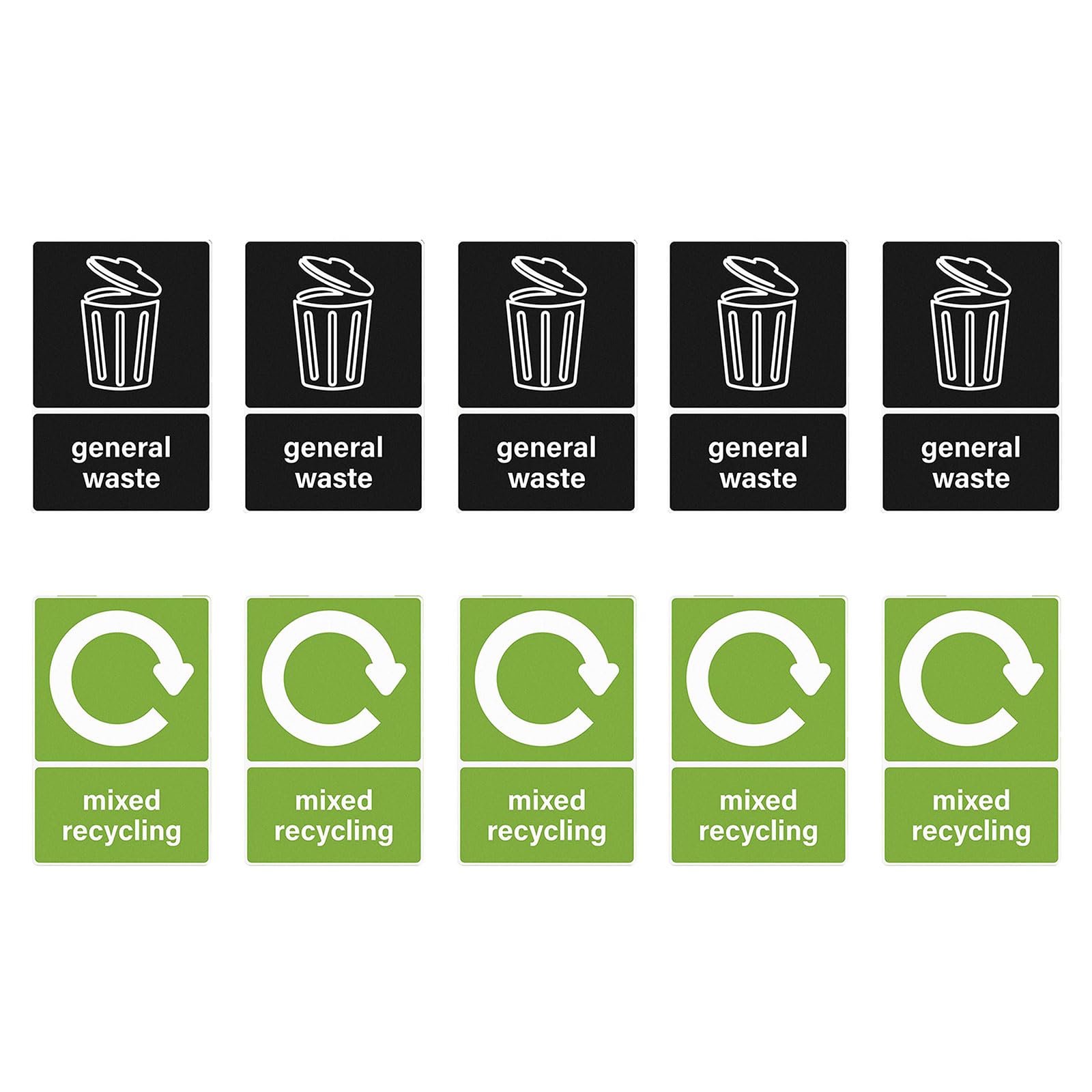 Recycling Symbol Stickers for Bins Cans, 10Pcs Recycle Sticker for Home & Offices Organization Garbage Bin Labels