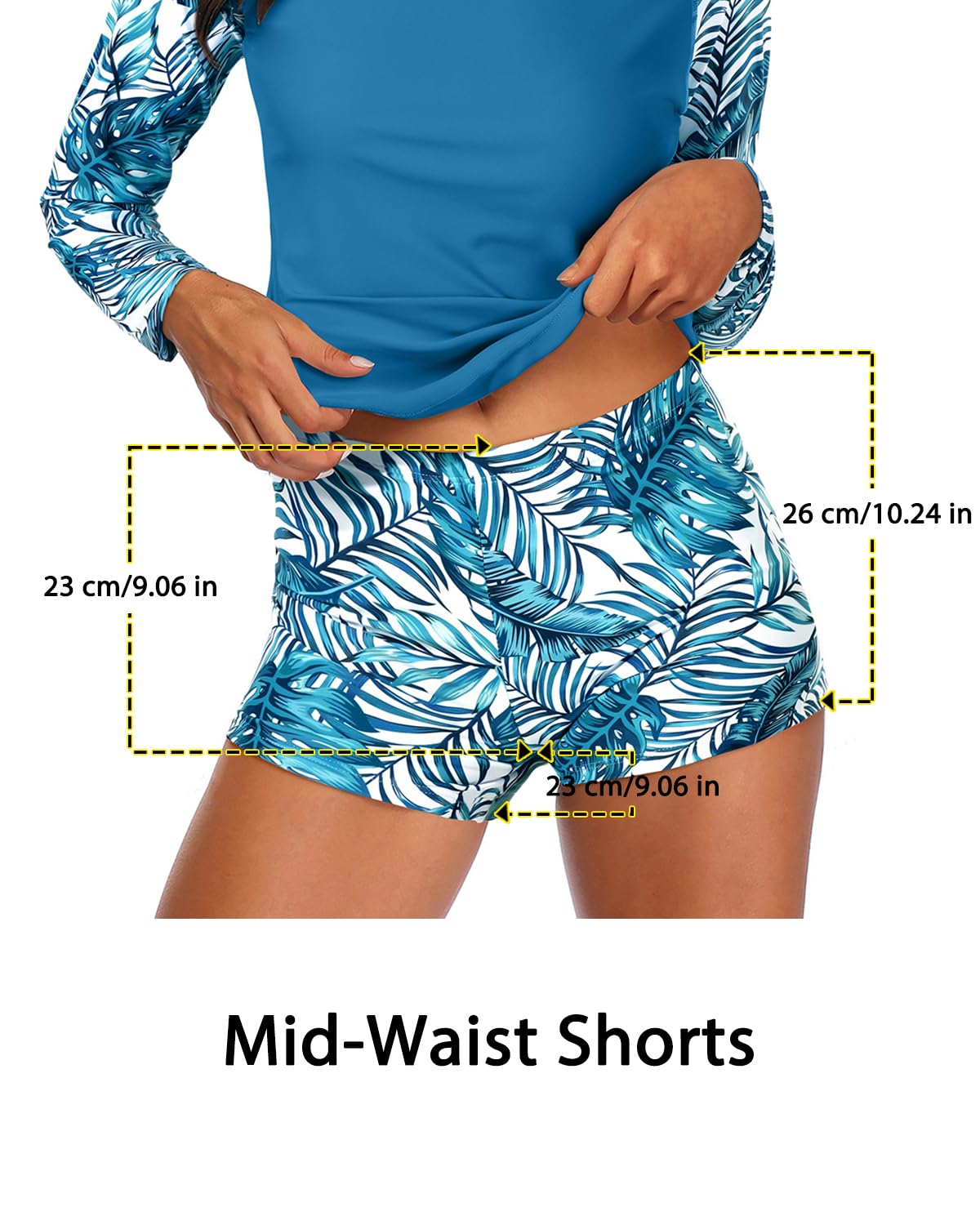 Daci Women Two Piece Rash Guard Long Sleeve Swimsuits UV UPF 50+ Swim Shirt Bathing Suit with Boyshort Bottom