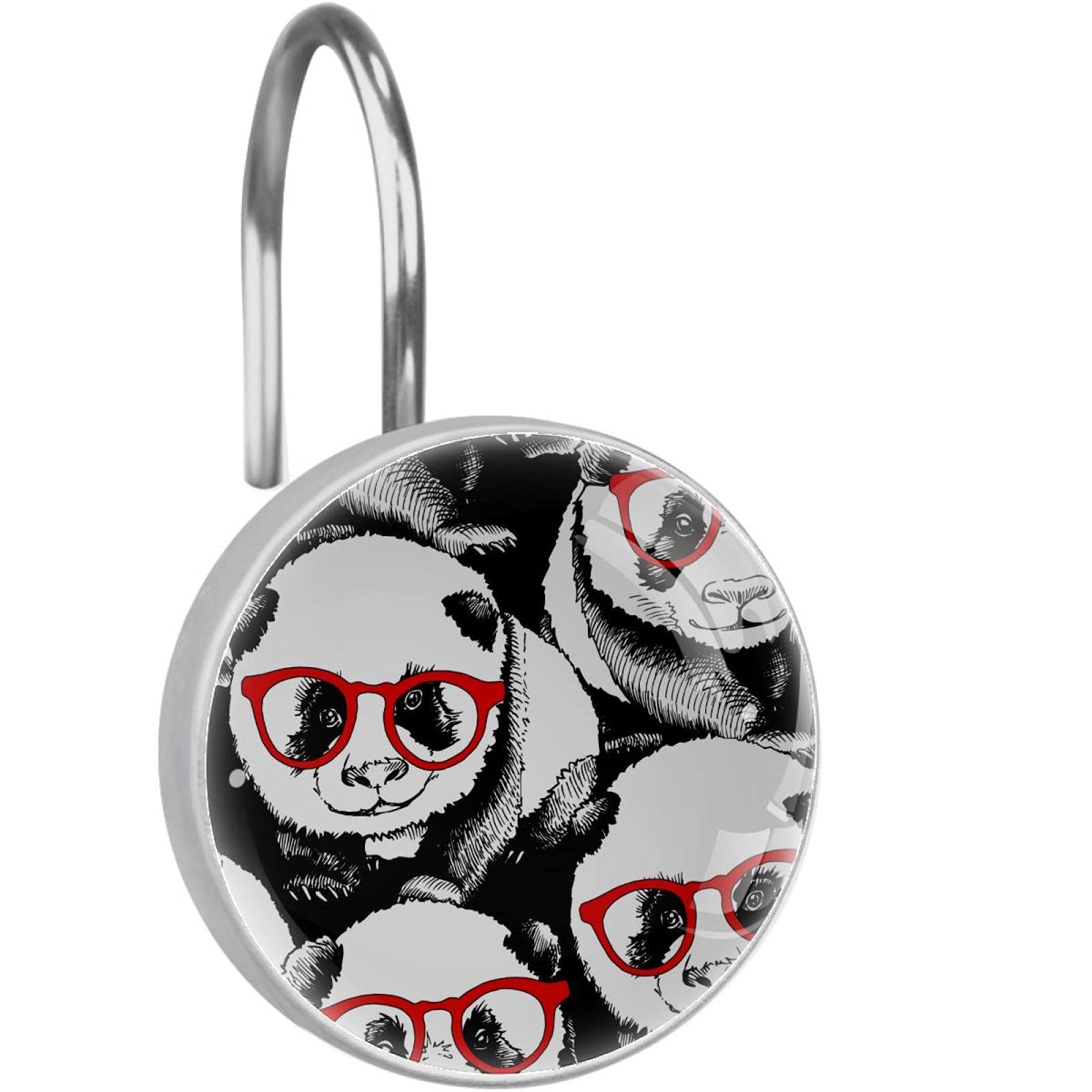 Crochets rideau de douche panda lot de 12 anneaux en verre décoratifs
