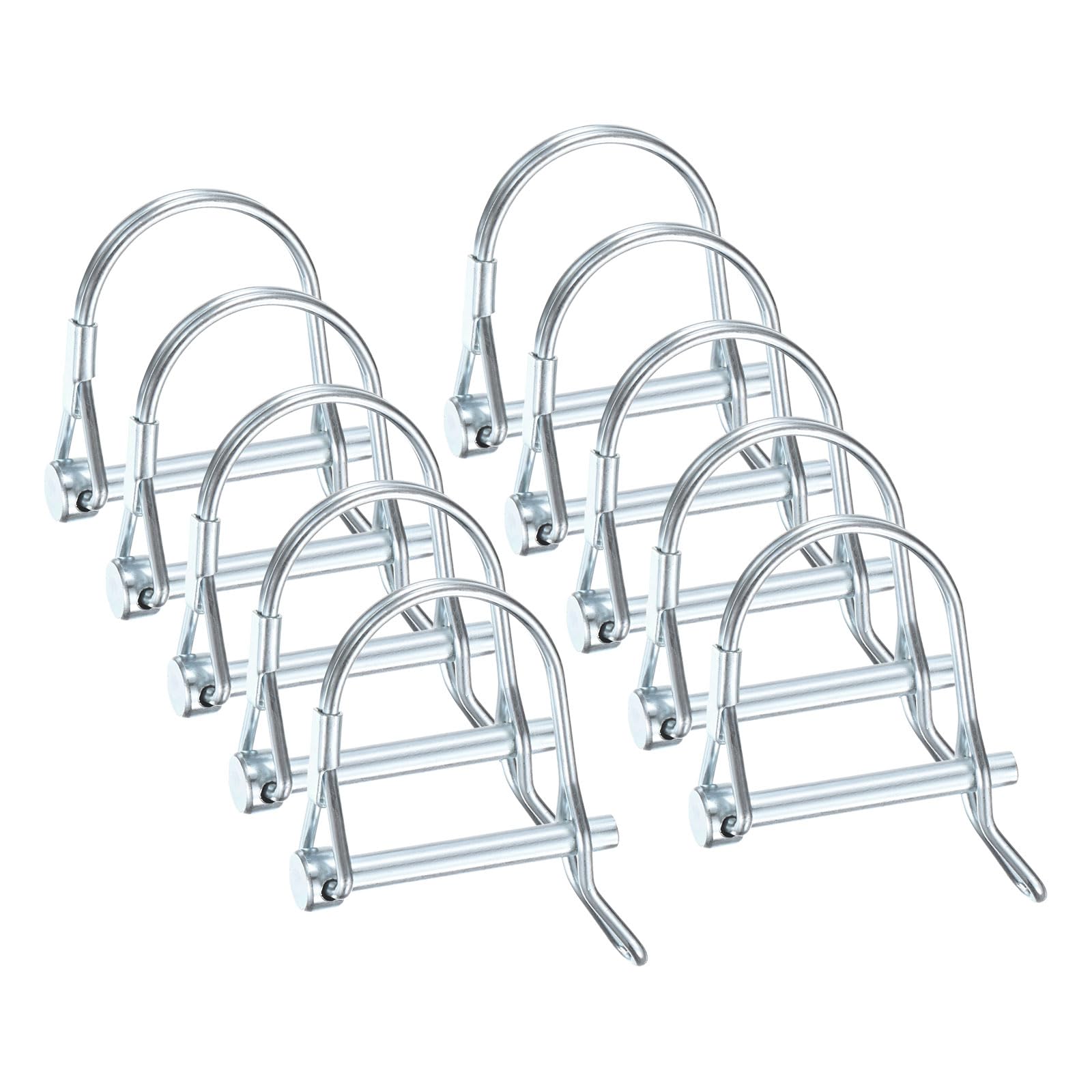 M METERXITY 10-Pack Trailer Coupler Pin, 5mm x 40mm(DxL) Carbon Steel Galvanized D Shape Trailer Coupler Pin with Arch Wire Lock Pin for Farm Trailers/Lawn Mowers/Garden, Coupler PTO Shaft