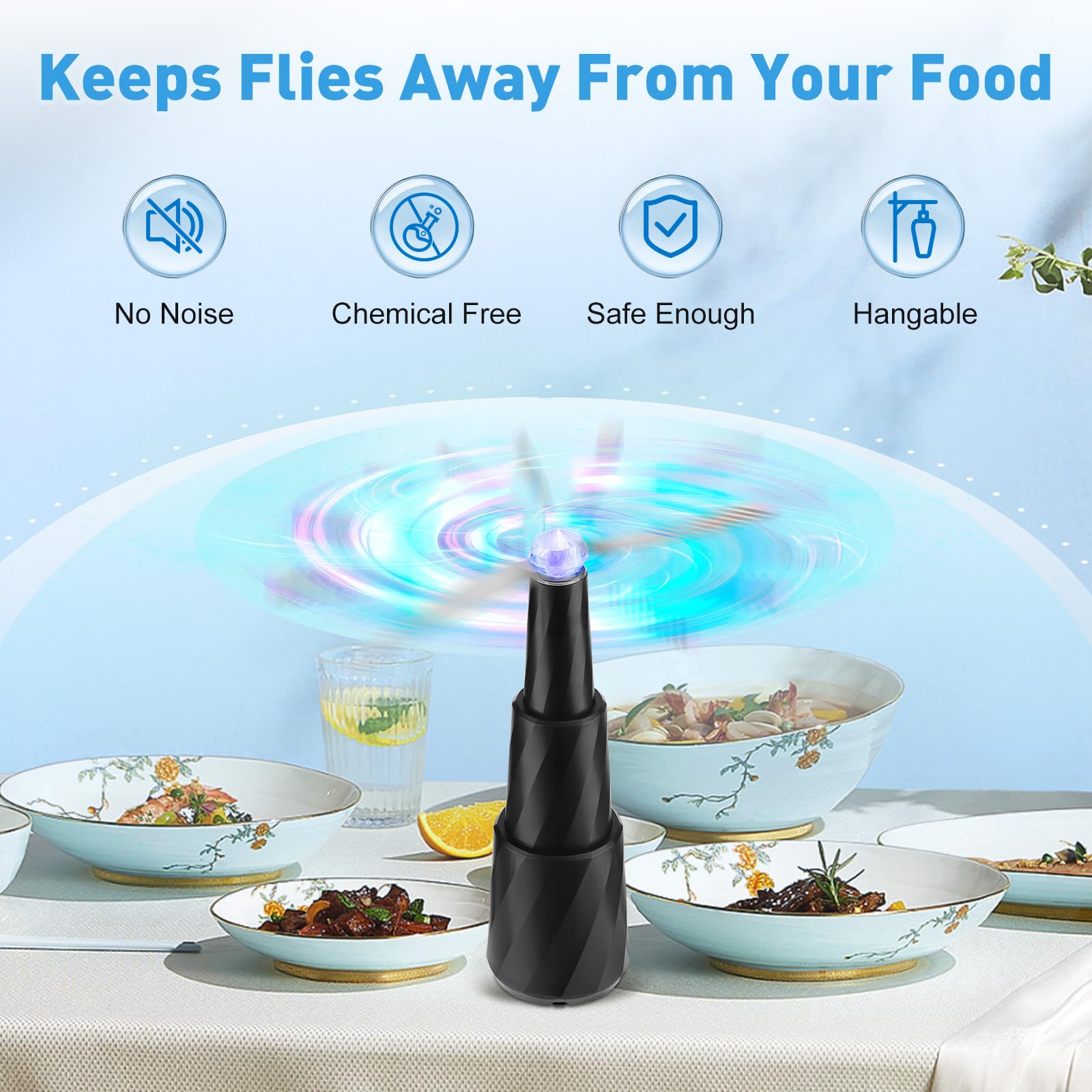 Ventiladores Retráctiles Para Moscas Para Alimentos, Ventilador Recargable Repelente De Moscas, Ventiladores De Mesa Portátiles Que Repelen Insectos Voladores, Para Interiores Y Exteriores(4 Piezas)