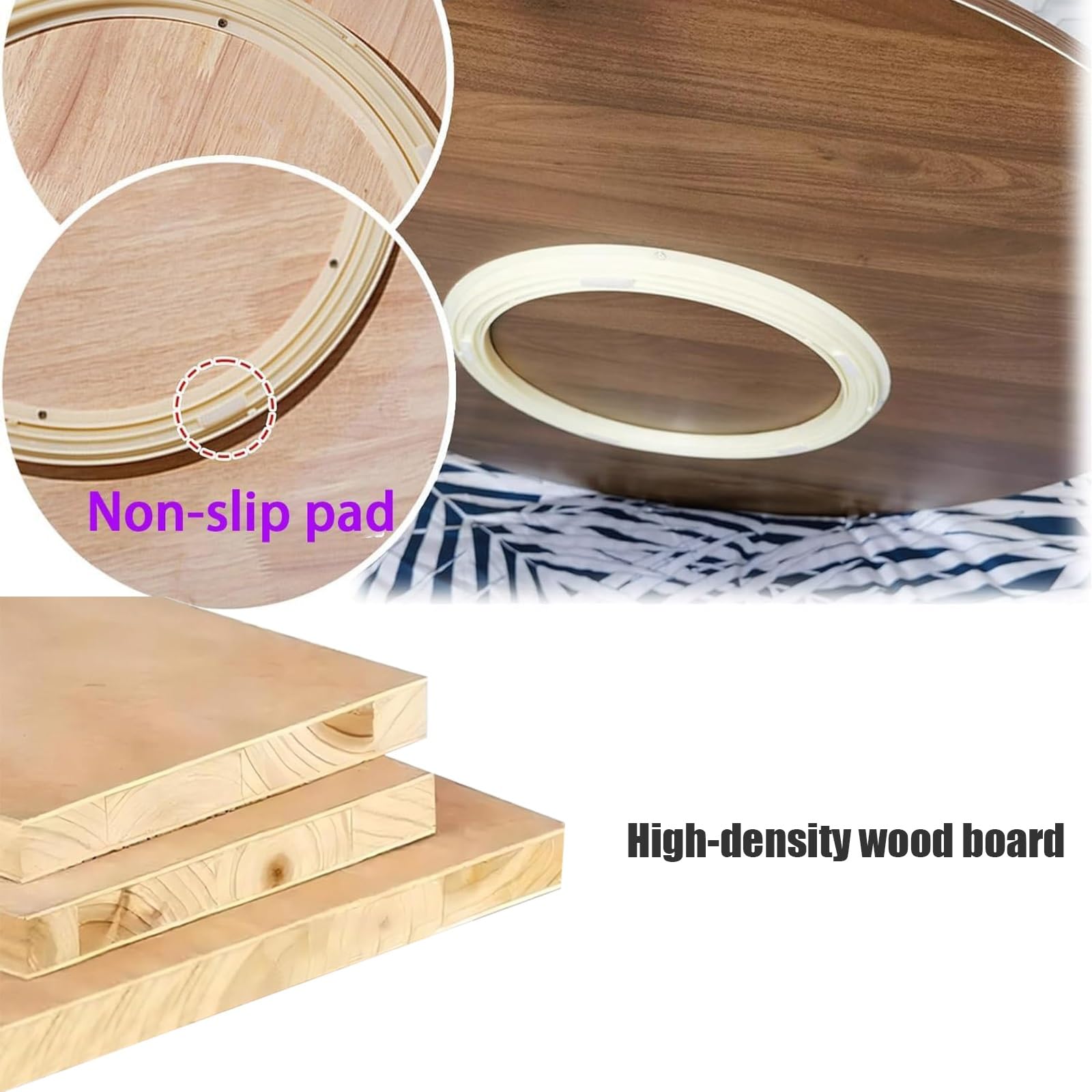 Lazy Susan - Vassoio rotondo in legno massello, girevole da 76,2 cm, design anti-collisione con angoli arrotondati, per cucina e tavolo da pranzo (nero) – perfetto per un facile accesso e decorazione