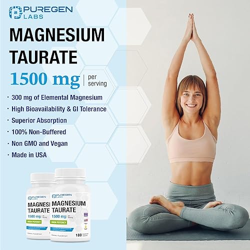 Miniatura 4 de Puregen Labs - Taurato de magnesio de 1500 mg por porción alta potencia Total de 360 cápsulas vegetarianas, quelado para una absorción superior, sin