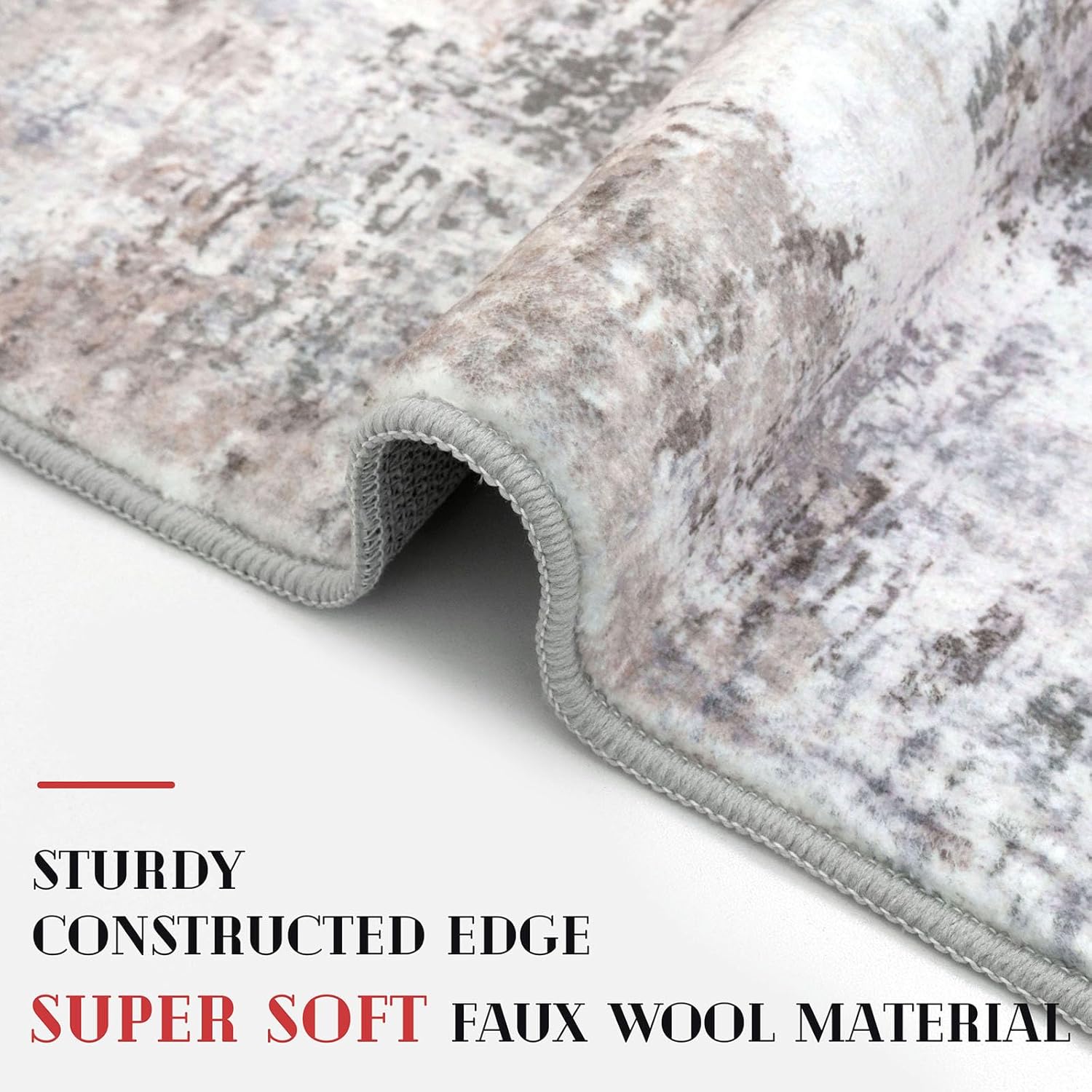 Modern Abstract Hallway Runner Rug, Beige Grey 2x8 Runner Rug, Washable Kitchen Runner Non-Slip Soft Thin Print Faux Wool Carpet for Entryway Bedroom Laundry Room Indoor - Image 4