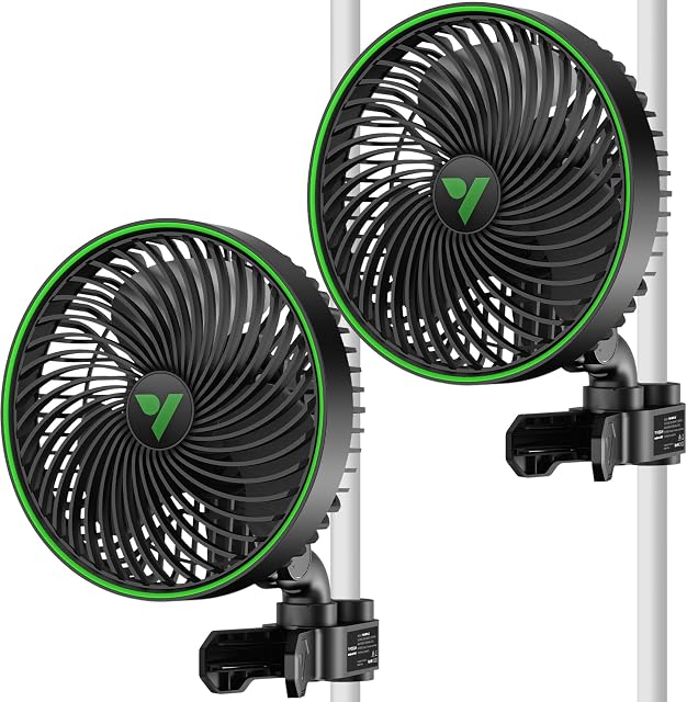 VIVOSUN AeroWave E6 Gen2 Grow Tent Oscillating Clip Fan, 6 in Fan, 2-Pack