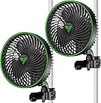 VIVOSUN 2-Pack AeroWave E6 Gen2, Grow Tent Clip Fan 6”, EC Motor, Smart Control, Powerful Oscillating Fan, Local Timer, Weatherproof IP54, for Hydroponics Circulation Cooling, Black