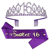 Vista 30 de CIEHER Juego de corona y banda de cumpleaños número 13, tiara de oro rosa, regalos para adolescentes