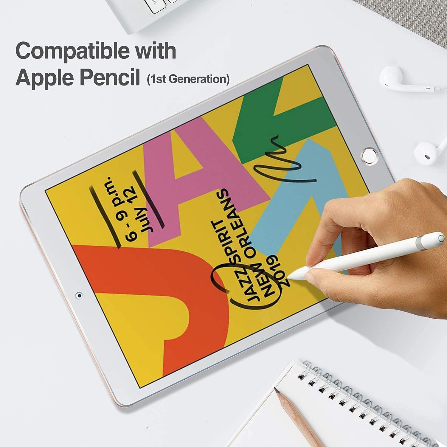 ProCase iPad 10.2" Case 2019 7th Generation iPad Case Leather Vintage Stand Folio Cover Bundle with iPad 10.2 7th Gen 2019 Privacy Screen Protector