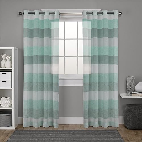 Teal And White Living Room Curtains Amazon Com