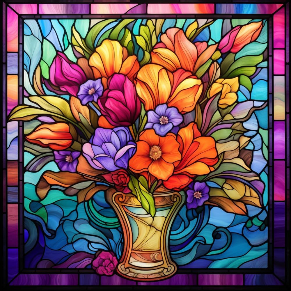 Sewnsty 14CT Stamped Cross Stitch Kits for Adults Clearance Cross Stitch Patterns Flowers Needlepoint Kit (Flowers 1)